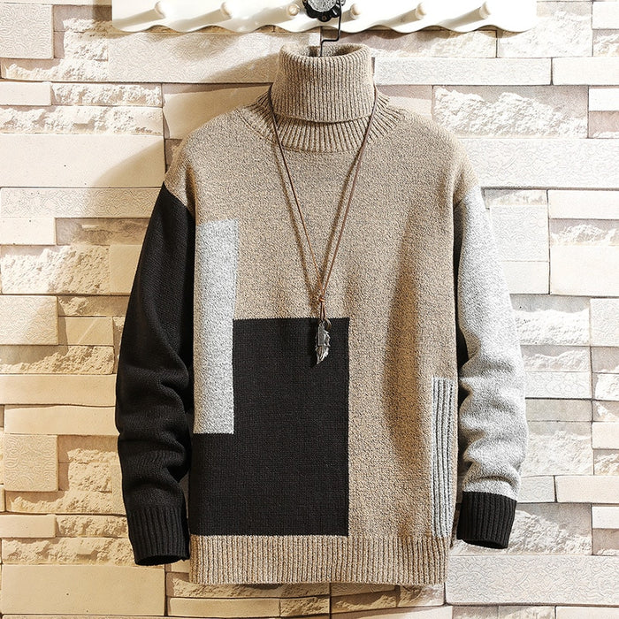 Men's Knitted Turtle Neck Pullover Sweater