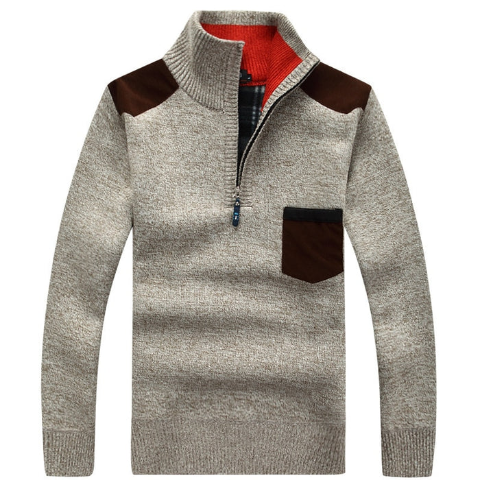 Men's Knitted Standing Collar Pullover Sweater