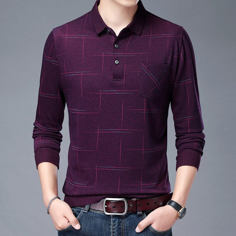 Men's Causal Turn Down Collar T-Shirt