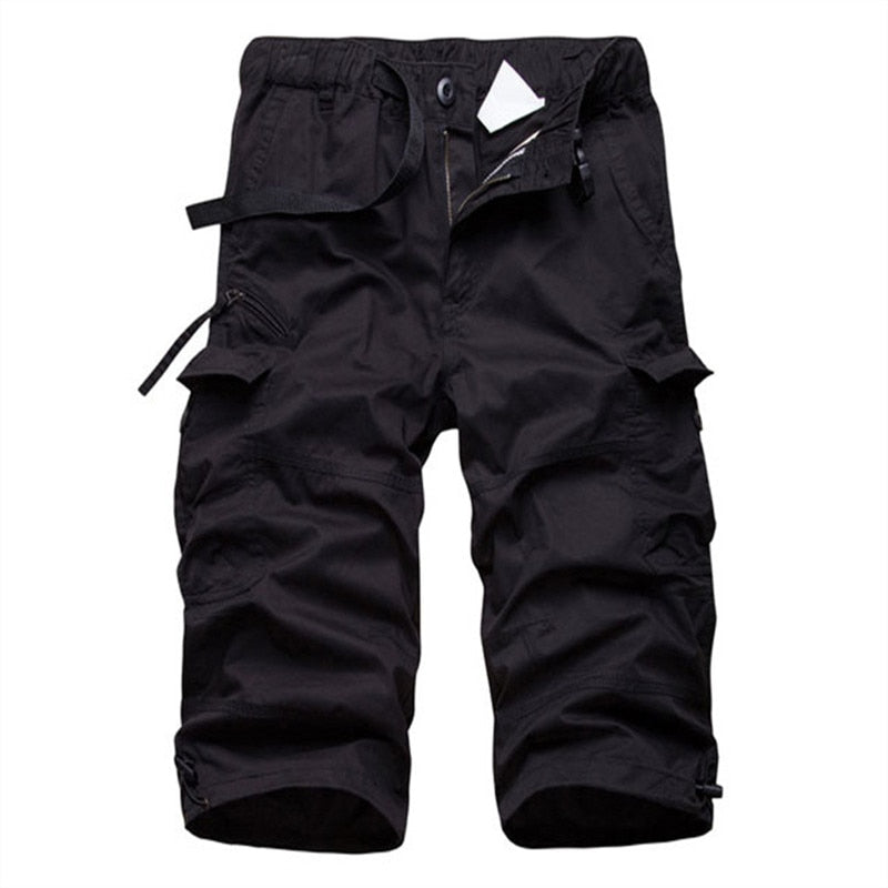 Solid Cargo Calf Length Trousers