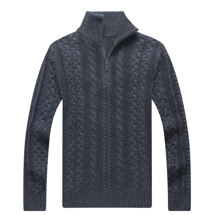 Men's Half Zipper Knitted Thick Pullover