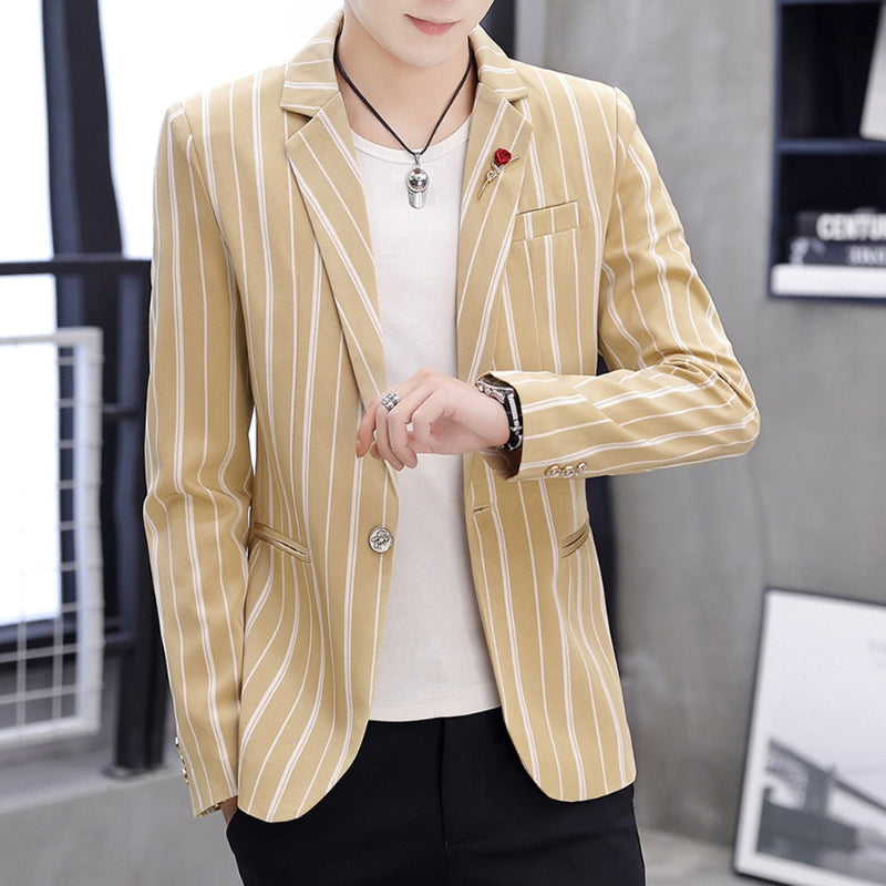 Men's Casual Slim Fit Striped Blazer