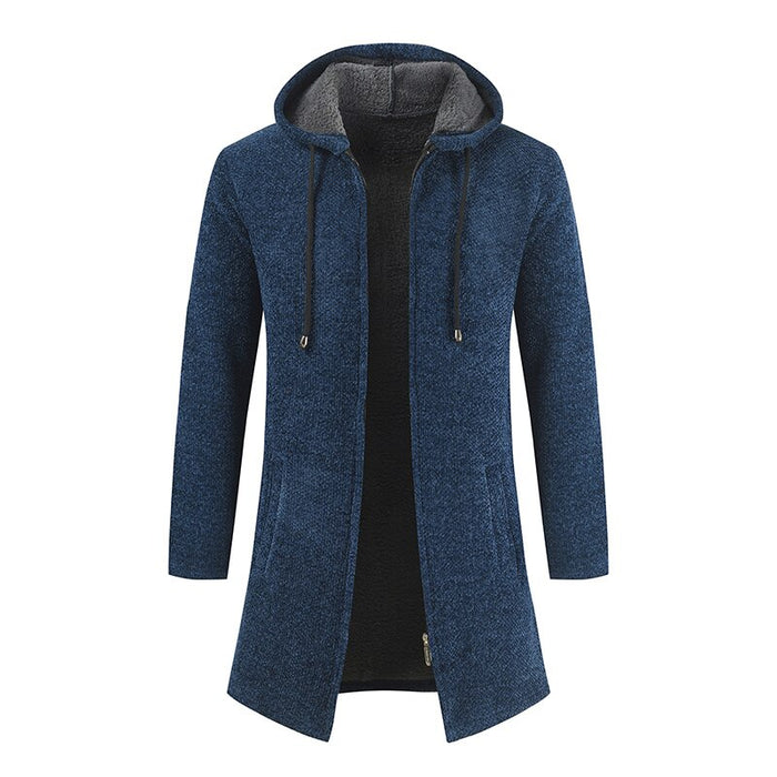 Men's Hooded Fleece Knitted Cardigan
