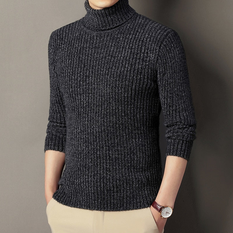 Men's Knitted Turtle Neck Pullover Sweater