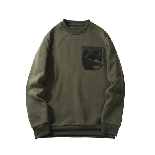 Men's Camouflage Pocket O-Neck Sweatshirt