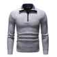 Men's Solid V-Neck Zipper Pullover Sweater