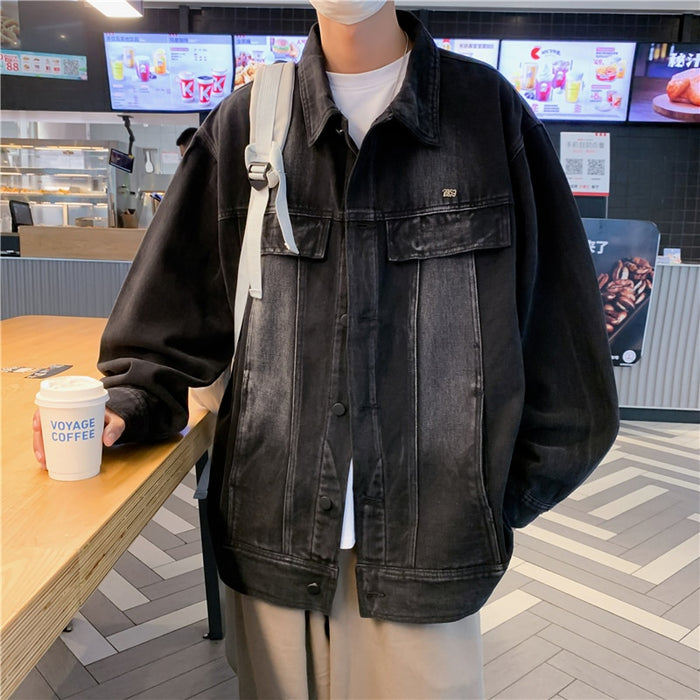 Men's Loose Turn Down Collar Denim Jacket