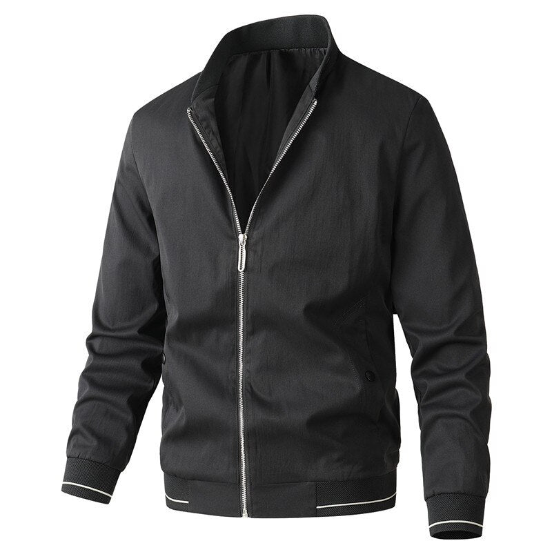 Men's Casual Solid Stand Collar Zipper Jacket