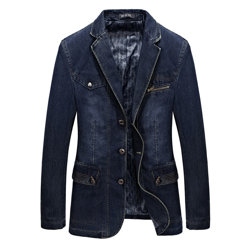 Men's Casual Denim Blazer Jacket