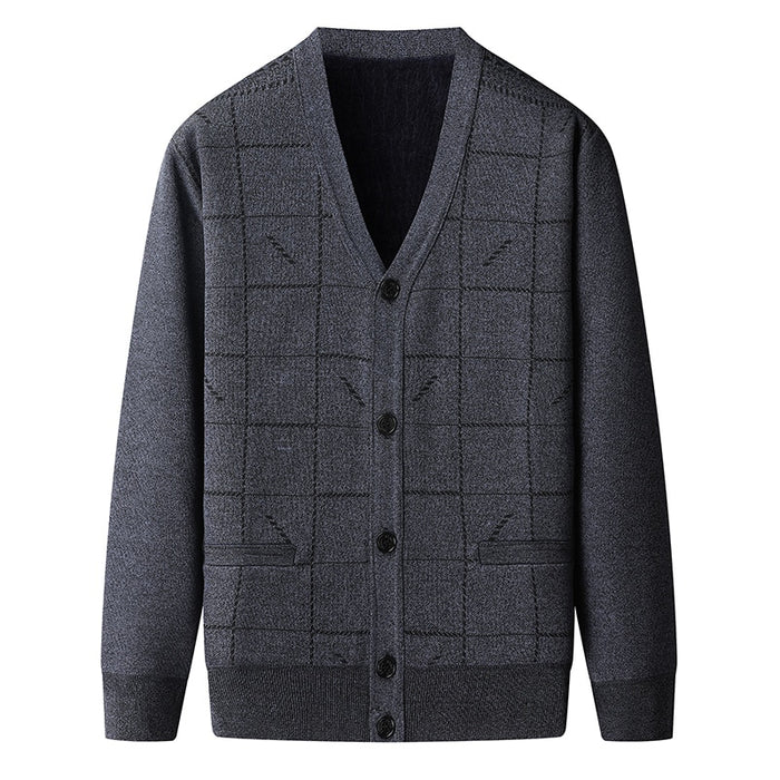 Men's V Neck Knitted Cardigan