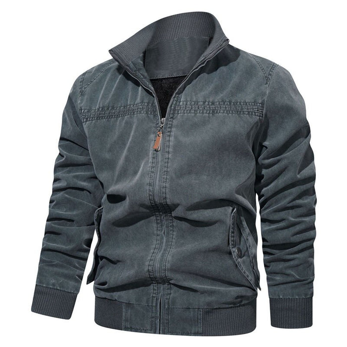 Men's Solid Cotton Bomber Jacket