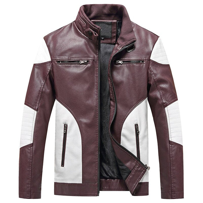Men's Casual Patchwork Leather Jacket