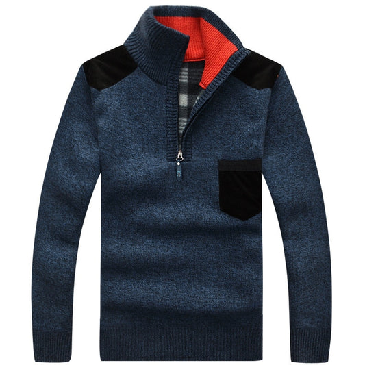 Men's Knitted Standing Collar Pullover Sweater