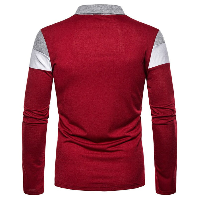 Men's Stripe Long Sleeve Polo T-Shirt