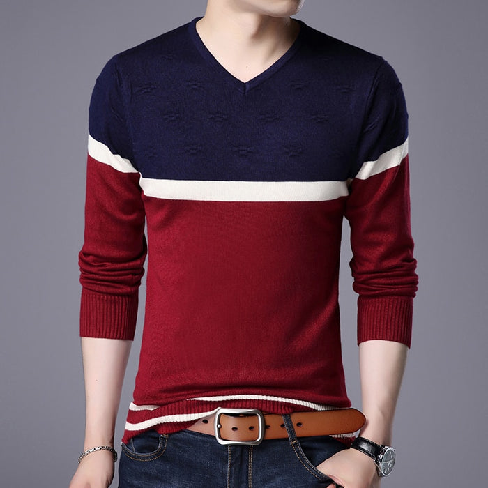 Men's V-Neck Pullover Casual Sweater