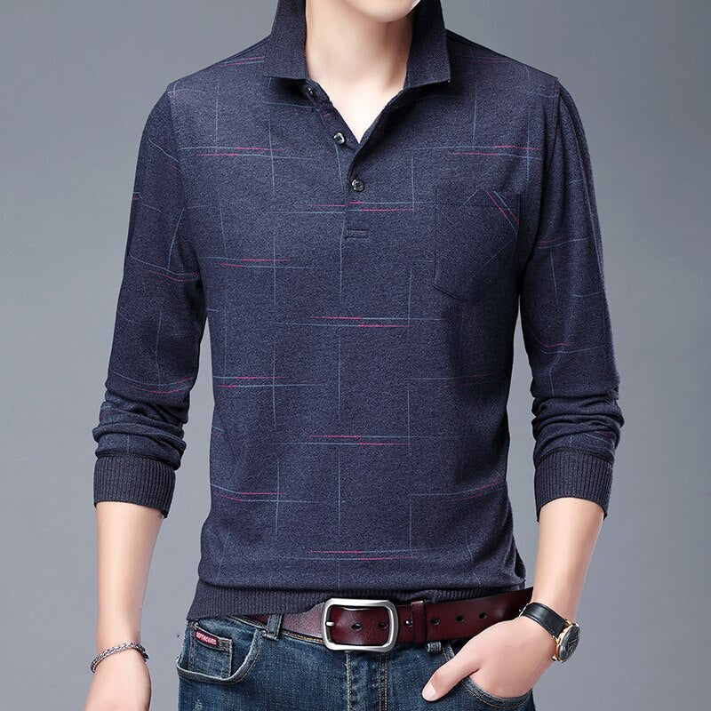 Men's Causal Turn Down Collar T-Shirt