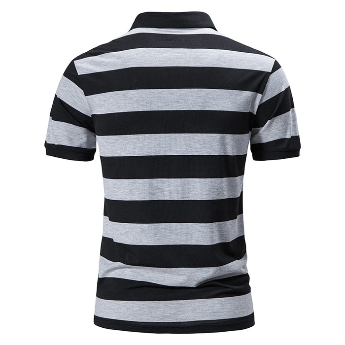 Stripe Polo Turn Down T-Shirt For Men