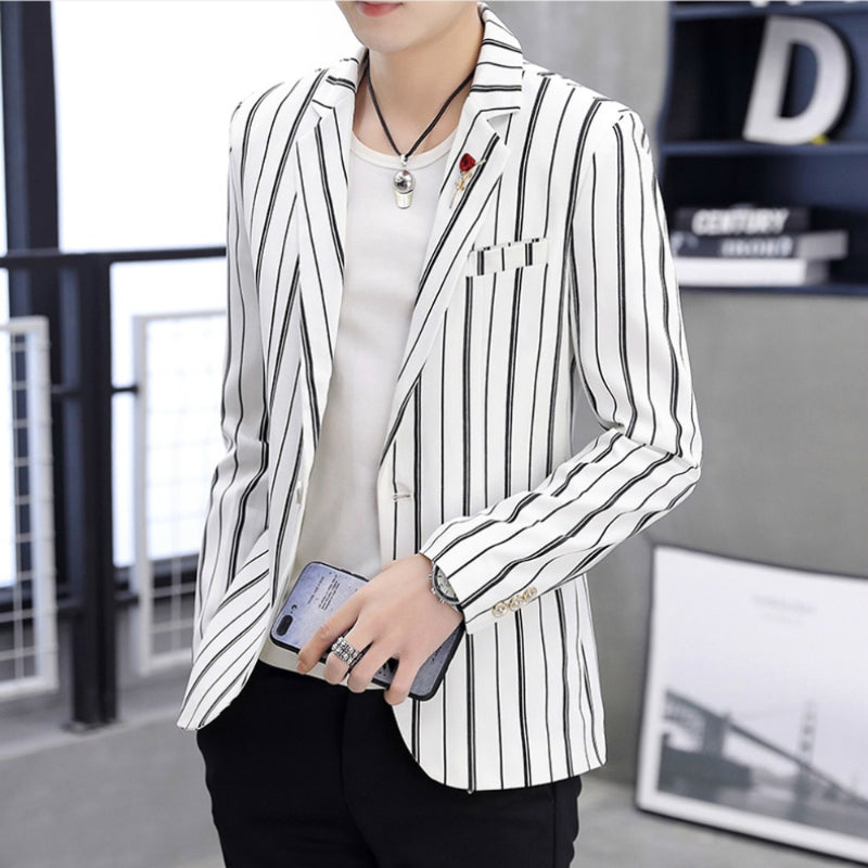 Men's Casual Slim Fit Striped Blazer