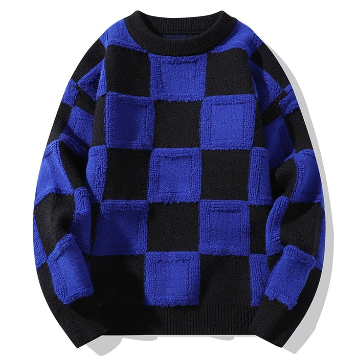 Men's O Neck Solid Patchwork Pullover