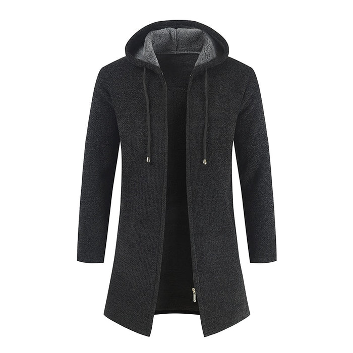 Men's Hooded Fleece Knitted Cardigan