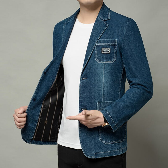 Men's Vintage Denim Blazer Jacket