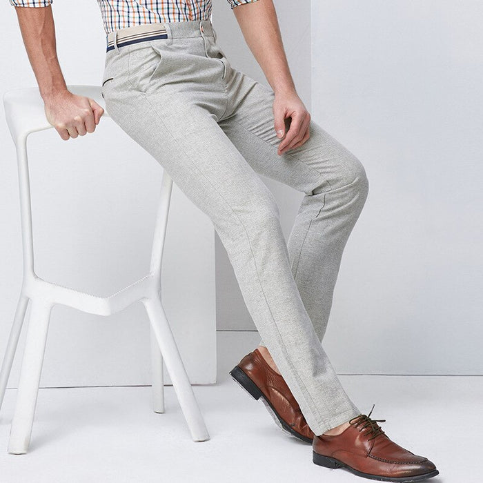 Casual Solid Elasticity Slim Trousers
