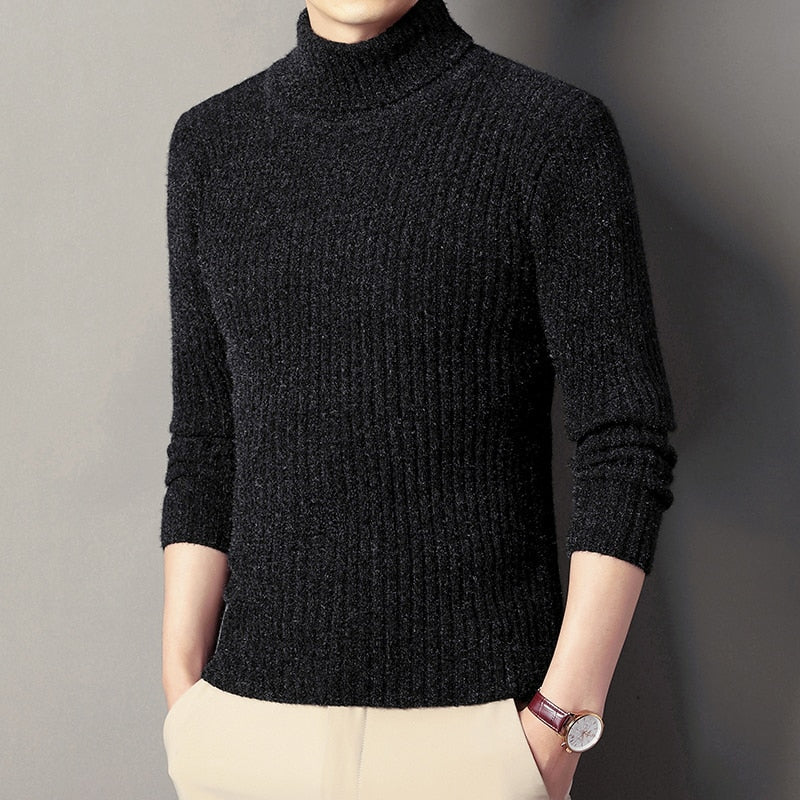Men's Knitted Turtle Neck Pullover Sweater
