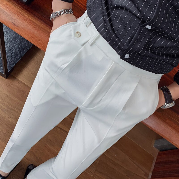 Men's Casual Slim White Trouser