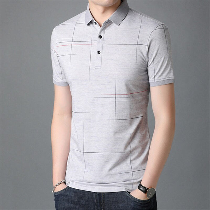 Men's Patterned Turn Down Collar Polo Shirt