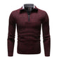 Men's Solid V-Neck Zipper Pullover Sweater