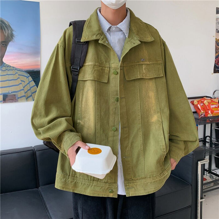Men's Loose Turn Down Collar Denim Jacket