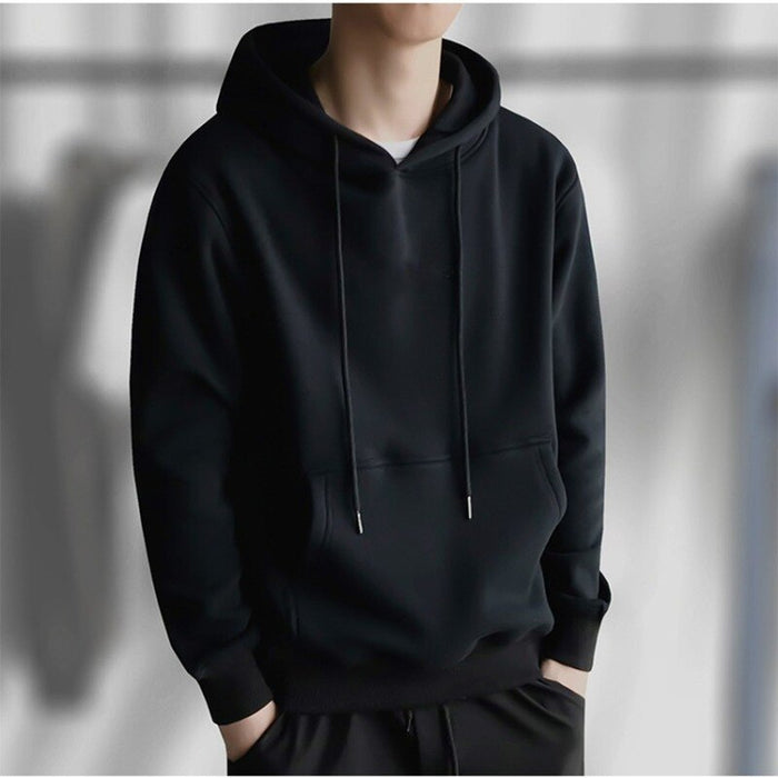 Men Solid Hip Hop Hooded Sweatshirt