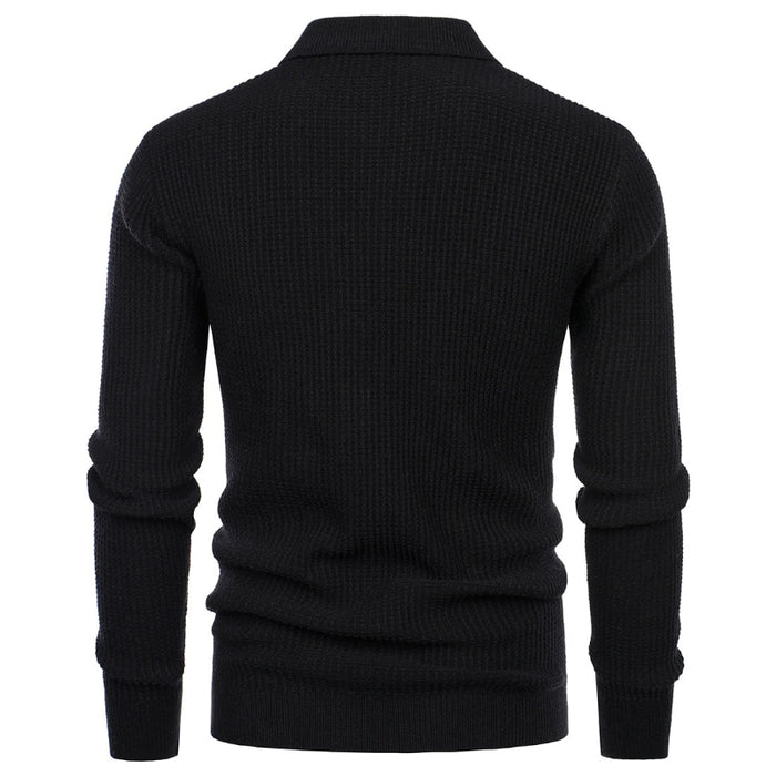 Men's Half Zipper Slim Fit Solid Knitted Pullover