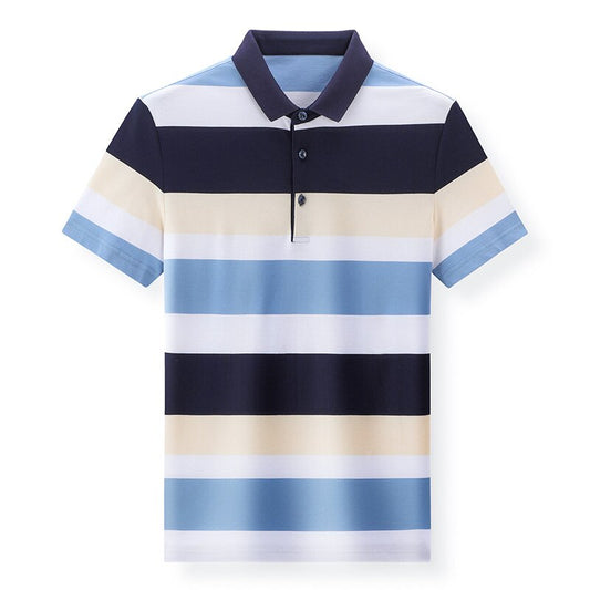 Men's Casual Striped Turn Down T-Shirt