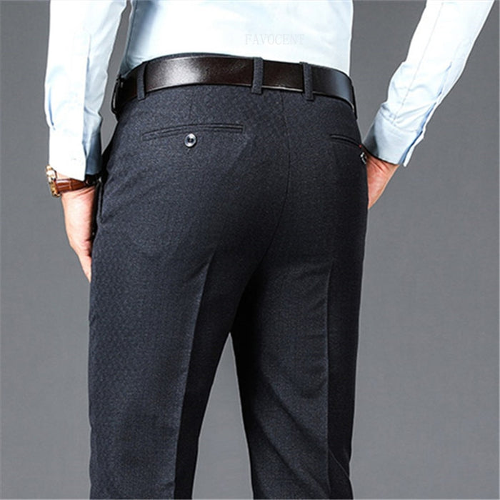 Men's Solid High Waist Formal Trouser