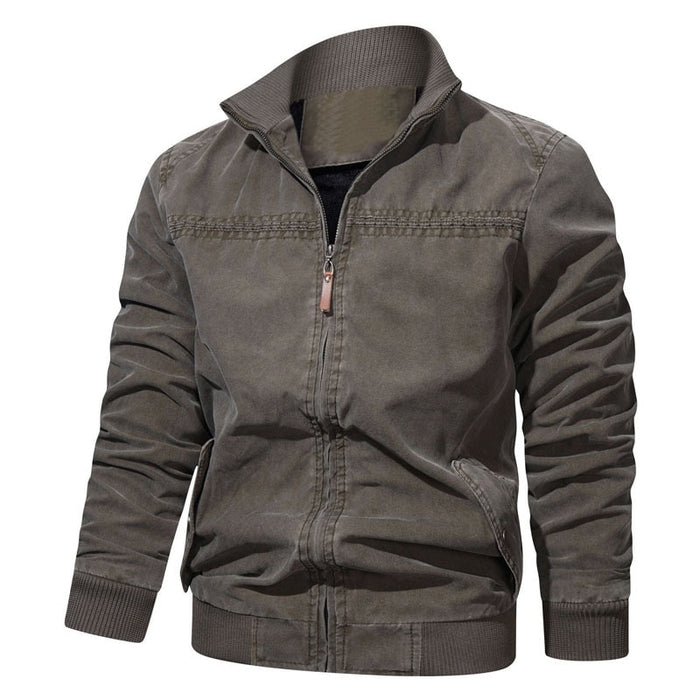 Men's Solid Cotton Bomber Jacket