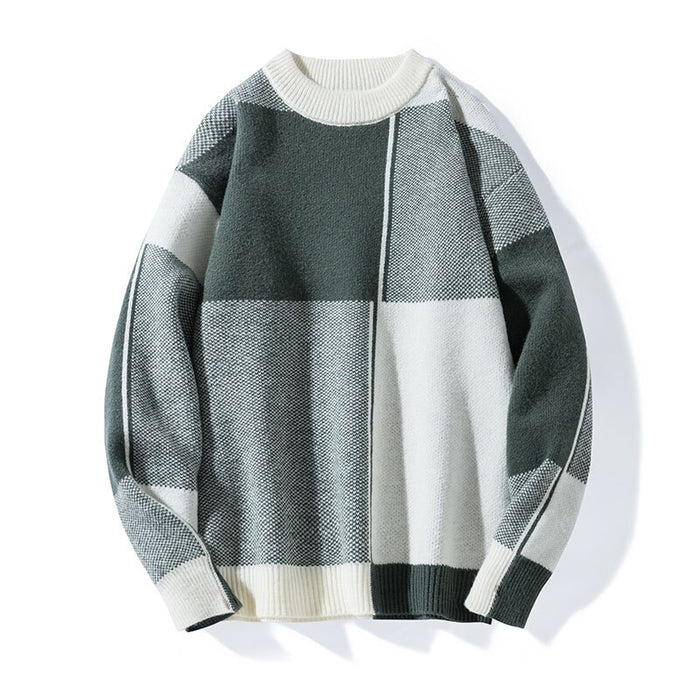 Men's Patchwork Turtleneck Knitted Pullover