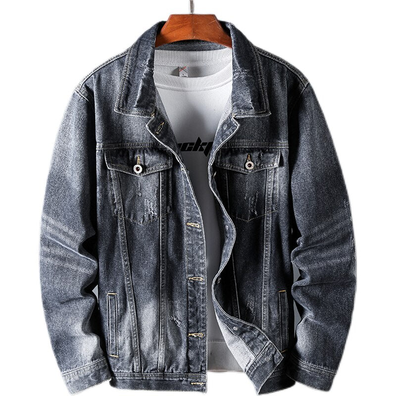 Men's Turn Down Collar Denim Jacket