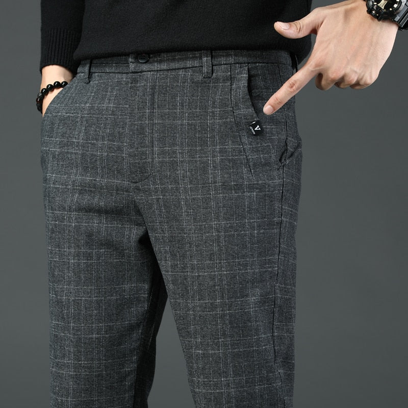 Men's Casual Slim Fit Dark Grey Classic Trouser