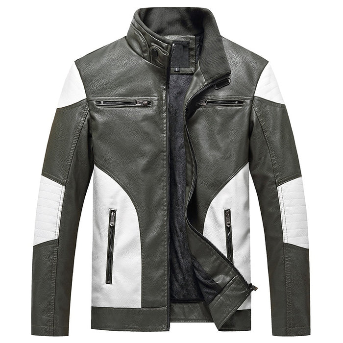 Men's Casual Patchwork Leather Jacket