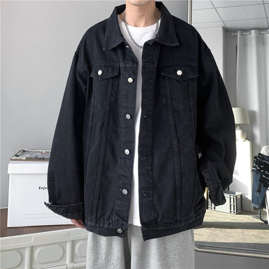 Men's Solid Loose Denim Jacket