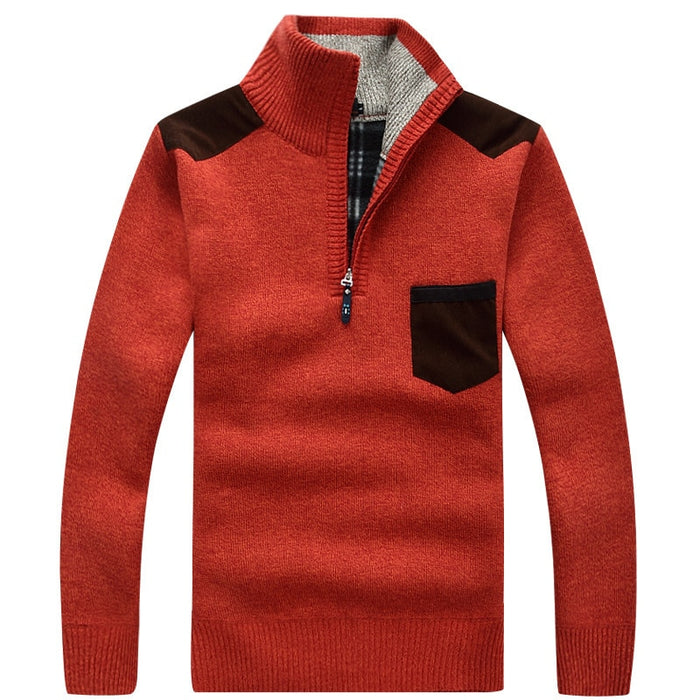 Men's Knitted Standing Collar Pullover Sweater