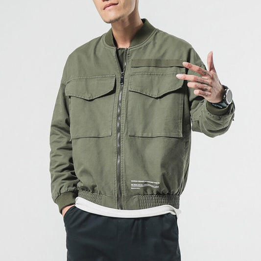 Men's Casual Solid Bomber Jacket