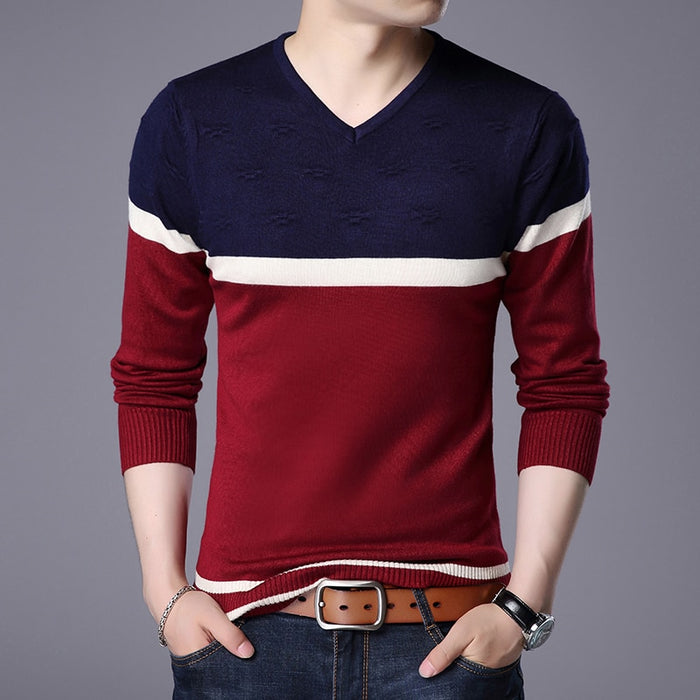 Men's V-Neck Pullover Casual Sweater