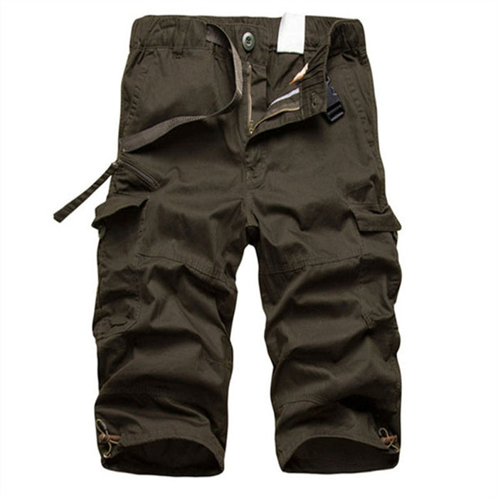 Solid Cargo Calf Length Trousers