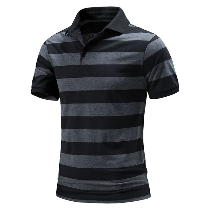 Stripe Polo Turn Down T-Shirt For Men