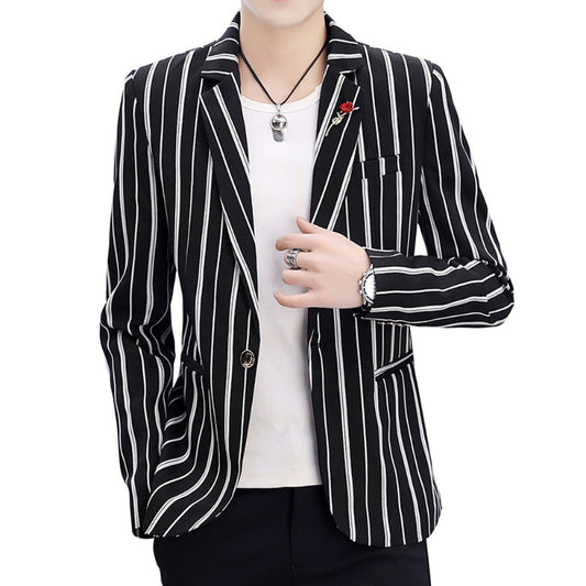 Men's Casual Slim Fit Striped Blazer