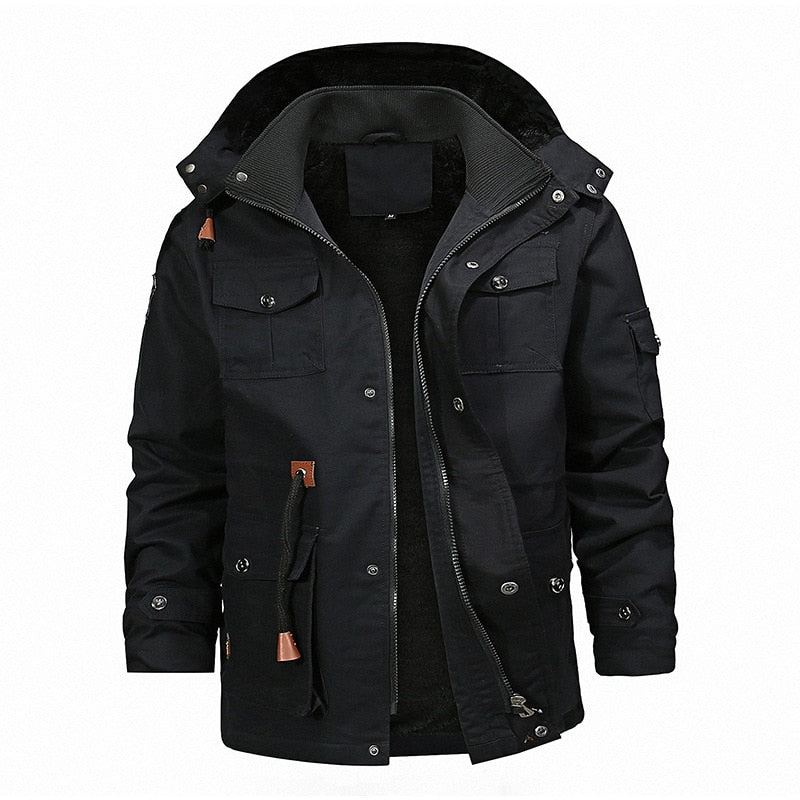 Men's Hooded Trench Warm Overcoat Jacket