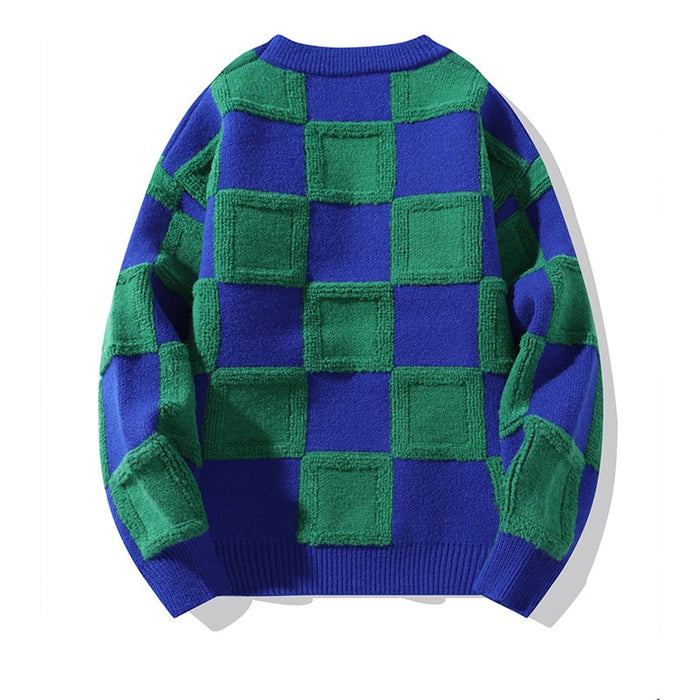 Men's O Neck Solid Patchwork Pullover