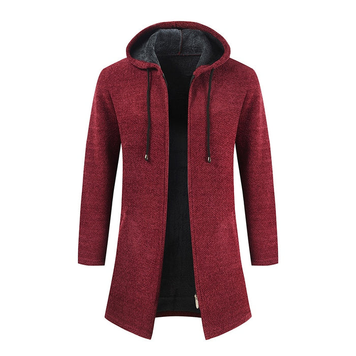 Men's Hooded Fleece Knitted Cardigan
